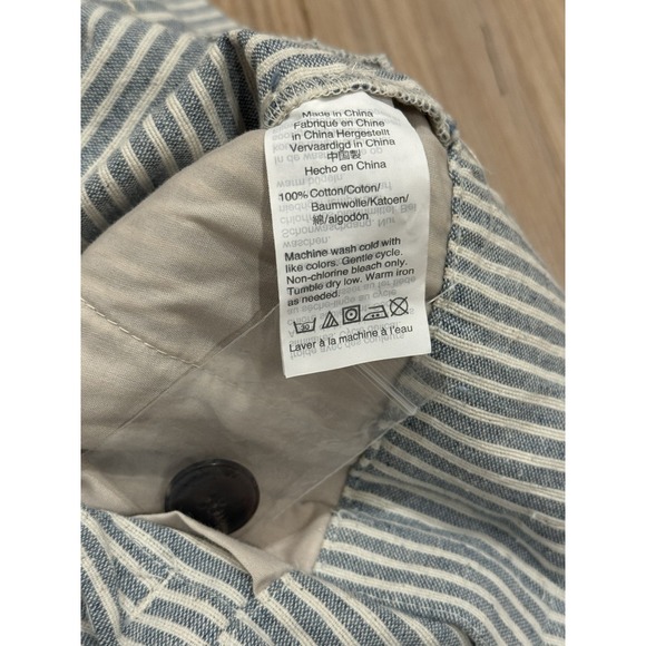 NEW Plus Sz 24 MADEWELL Cotton Blue Striped Ankle Pant with Trim Tie Waist - Picture 8 of 11